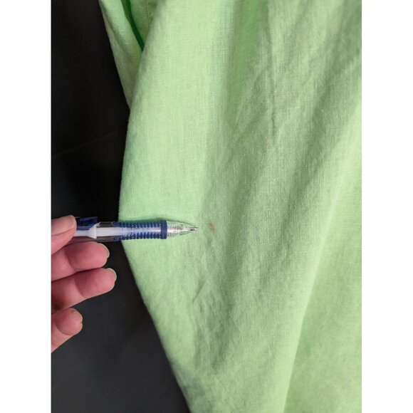 Quacker Factory Green Linen Blend Butterfly Embellished Button-Up Shirt - 2X - Picture 4 of 7